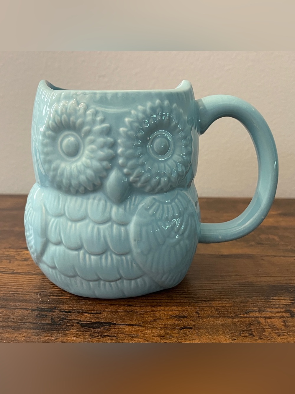 Ceramic Owl Mug in Light Blue - Home Dining